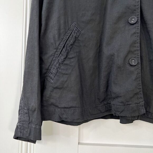 Eileen Fisher Womens Small Black Casual Button Down Shirt Top Linen Italian Yarn - Picture 4 of 12